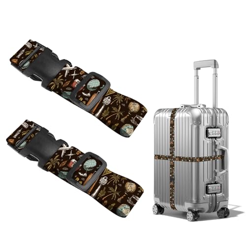 Image of Nuxovilar Luggage Straps Set for Suitcase 1.96x90.5in Polyester | Cargo Strap Travel Belt Security Buckle Band Global Adventure Business Trip Airport (Travel Elements)