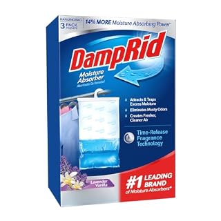 DampRid Lavender Vanilla Hanging Moisture Absorber, 16 oz., 3 Pack - Eliminates Musty Odors for Fresher, Cleaner Air, Ideal Moisture Absorbers for Closet, Blue, Small