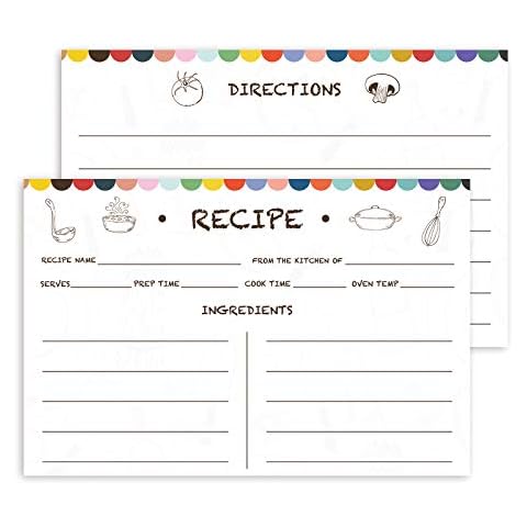 Double Sided Recipe Cards 4x6 Inch, 50 Blank Recipe Cards with Lines Printed,Premium Design, Ideal Gifts for Bridal Shower, Weddings, Graduation and Mother's Day Cover
