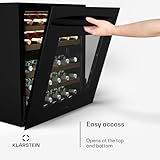 KLARSTEIN Vinsider 30 Dual Zone Wine Cooler - Built-In, 30 Bottle Capacity, 5-20°C, LED Lighting, UV Protection, Quiet 41 dB, Wood Shelves, Energy Efficient, Black Glass Door - Image 6