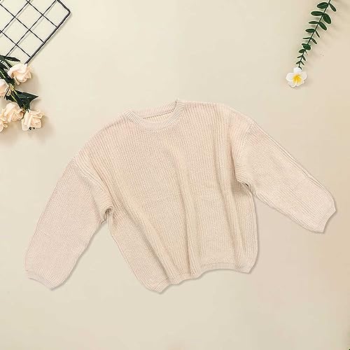 Toddler Baby Boys Girls Knitted Sweater Solid Color Pullover Long Sleeve Crewneck Trendy Knitwear Children Sweaters3