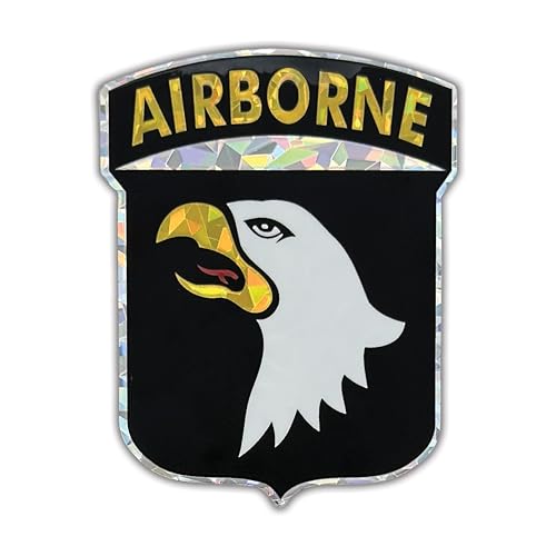 Image of Elektroplate Officially Licensed US Army 101st Airborne Screaming Eagles Reflective Decal (3.2 inch x 2.6 inch) | Premium Automotive-Grade Sticker for Car, Water Bottle, Devices & More | Made in the USA