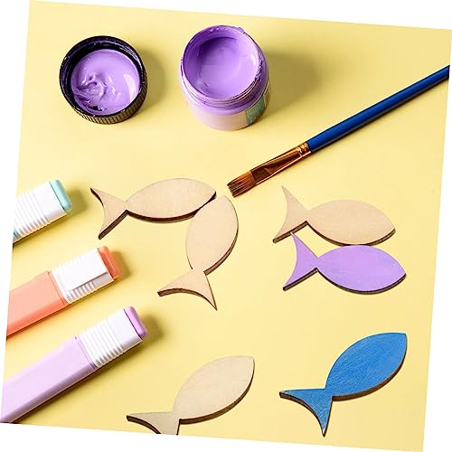 Warmhm 50pcs Plank Solid Fish Wooden Crafts Wooden Animals Wood Trim Unfinished Ornaments Fish Adorn Cutout Accessories Decorations Decor Cutout - Image 2