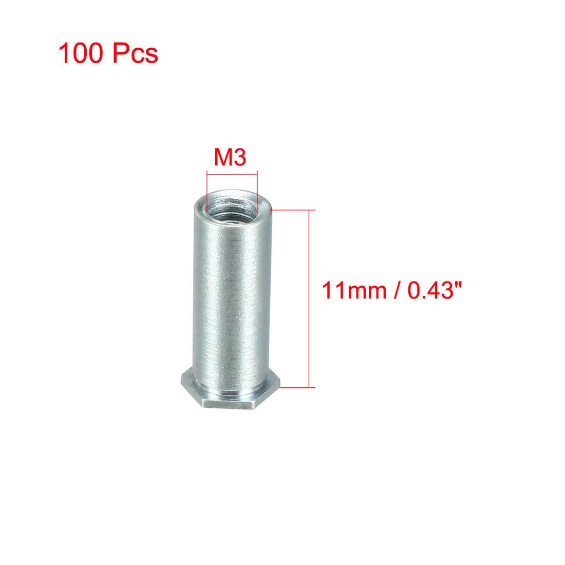 Tool Parts and Accessories M3 X 0.5mm Pitch Hex Head Blind Hole Self Clinching Standoff Nuts Pack of 100 (#CN-140824-07005)