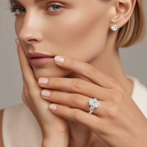 2-4 Carat Oval Cut Moissanite Engagement Rings for Women D Color VVS1 Clarity Moissanite Rings Customizable 10K Gold/14K Gold/18K Gold/Promise Rings for Her Free Engraving2