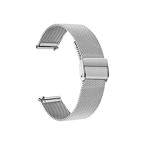 Jiaojiao 18mm 19mm 20mm 21mm 22mm Milanese Mesh Edelstahl Watch Strap Schneider Release-Gurt kompatibel mit intelligenter Uhr (Band Color : Silver White, Band Width : 21mm) Cover
