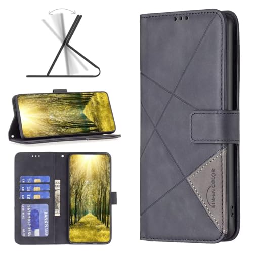 Bnvdfre Handyhülle für Xiaomi Poco X6 Pro 5G Hülle [Premium PU Leder] [Kartenfach] [Magnetverschluss] RFID Schutzhülle Klapphülle Handytasche Lederhülle Tasche Etui Kompatibel - Schwarz