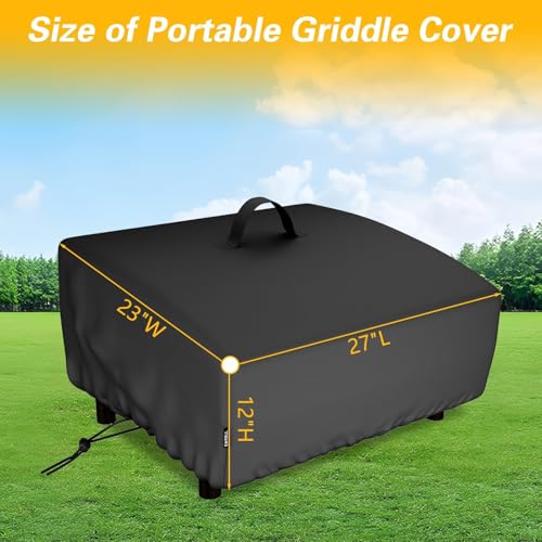 Image of EVRBUL Portable Griddle Cover Fit for Blackstone 22 in and Pit Boss 2 Burner Tabletop Griddle, Tabletop Grill Cover Fit for Royal Gourmet and GasOne 3 Burners Flat Top Gas Grill, 27 inchL x 23 inchW x 12 inchH