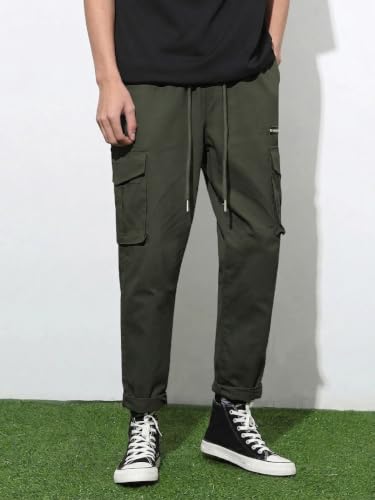 Image of GRECIILOOKS Men's Cargo Pants | 6 Pocket Cotton Cargo Joggers for Men | Loose Fit Stylish Pant with Pockets | Casual Baggy Trousers & Streetwear Lower