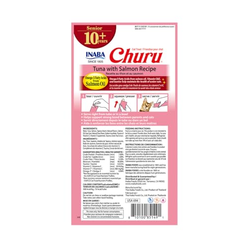 Image of INABA Churu Senior Lickable Cat Treats, Tuna Salmon, 1 Count (Pack of 192)