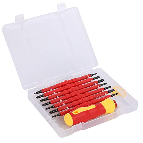 SDFSX 7 in 1 500V Changeable Insulated Screwdrivers Set, Two-Head Type Dual-Purpose Insulated Screwdriver Set, Electrician Tools Multi-functional Repair Tool Kit