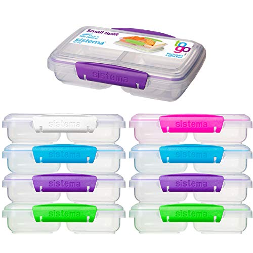 Sistema 9 Pack Small Split To Go 2 Compartment Snack Containers BPA Free Food Storage Containers With Divider
