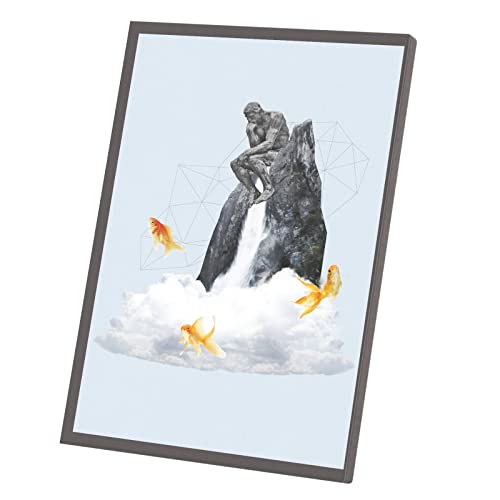 Tableau poisson volant antiquité affiche surréalisme cascade 60x85