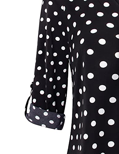 Youtalia Work Blouses For Women Office, Ladies Tops For Leggings Chiffon Long Sleeve Top Vintage Polka Dot Blouses Loose Fit Casual Shirts For Women Black Dot X-Large #TOP4