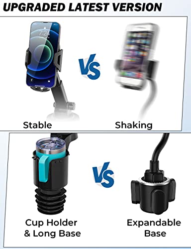 Joytutus Cup Holder Phone Mount For Car, Car Cellphone Large Adapter Long Arm With 360 Degree Rotation, Compatible Iphone, Samsung & All Smartphones #TOP2