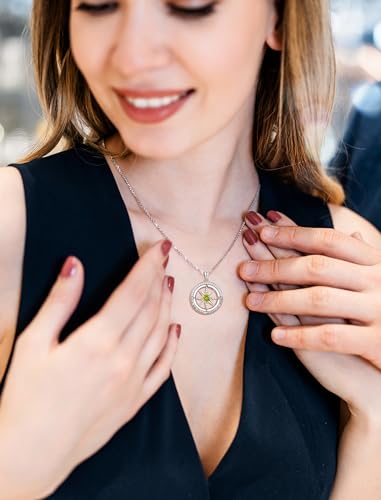 Birthday Gifts for Wife Compass Birthstone Jewelry Wife Birthday Gift Ideas Sterling Silver North Star Necklace I'd be Lost Without You Mothers Day Jewelry3