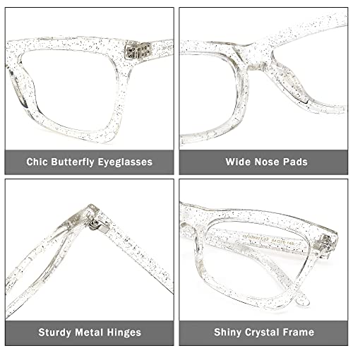 Image of Zeelool Stylish TR90 Oversized Butterfly Glasses with Non-prescription Clear Lens for Women Yaritza OT006813-02 Crystal