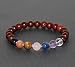 Pulsera 7 chakras de Sándalo Rojo, Turmalina Negra, Piedra Sol, Ojo de...