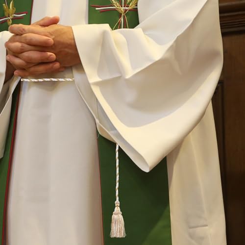 Needzo White Gethsemane Cincture - 158 Inches L, 100% Polyester, Gold Thread Detail2