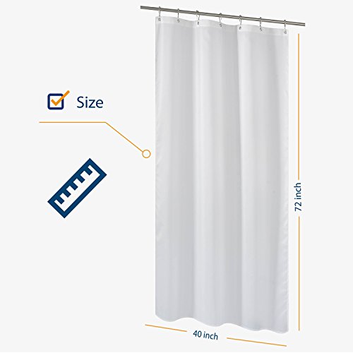 Image of N&Y HOME Fabric Shower Curtain Liner 40 x 72 inches Bath Stall Size, Hotel Quality, Washable, Water Repellent, White Spa Bathroom Curtains with Grommets, 40x72