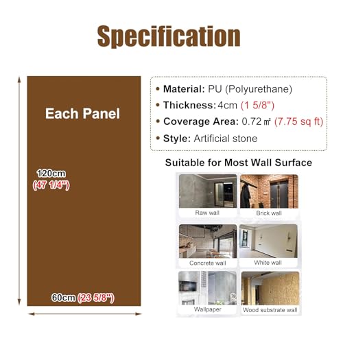 Kit de Revestimiento de Pared Decorativo 3D, Revestimiento de Pared de Piedra de PU para hogar, Pasillo, Cocina, Restaurante y Bar.