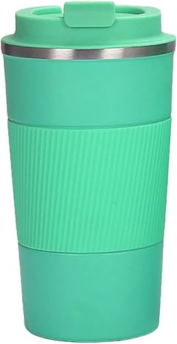 Travel Mugs, 380ml/510ml Insulated Coffee Cup with Leakproof Lid,Reusable Double Walled Coffee Mug,Stainless Steel Thermal Cup for Hot Cold Drinks, (Fruit Green, 380 Ml)