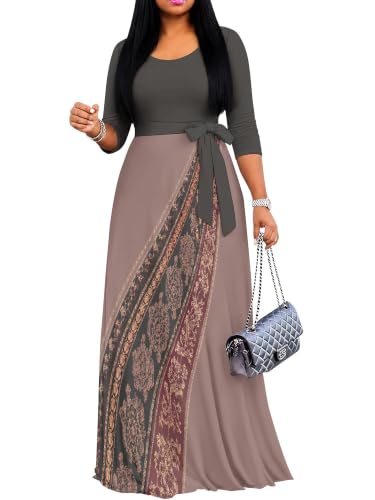 Image of Women's 3 /4 Sleeve Maxi Dress with Pockets