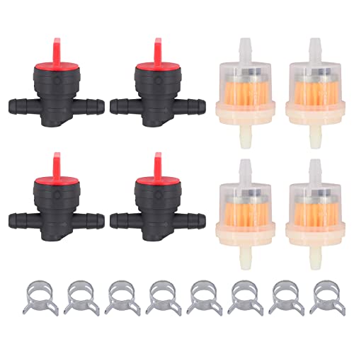 Doo Engy Universal Benzinhahn mit Öl Benzin Diesel Kraftstoffhahn für 6mm - 8mm Schlauch Gartengeräte Satz je 4
