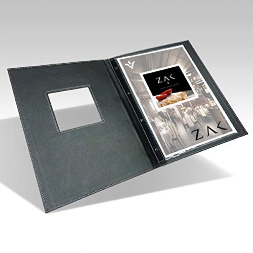 Menu Cover Restaurant with window A4 High Quality Imitation Leather Black, 25,3 x 32,6 cm - Image 3