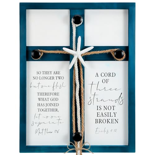 FairySandy Three Strands Cord Beach Wedding Unity Sign 18 x 14 Inch a Cord of Three Strands Ceremony Handmade Solid Wood Decor for Coastal Wedding Couples and Rustic Ceremony Enthusiasts Christians