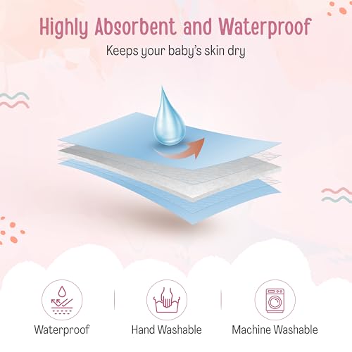 LuvLap Instadry Anti-Piling Fleece Extra Absorbent Quick Dry Sheet for baby, Baby Bed Protector, Waterproof baby sheet, Small size 50x70cm, Pack of 2, Sky Blue & Salmon Rose (Image - 3)
