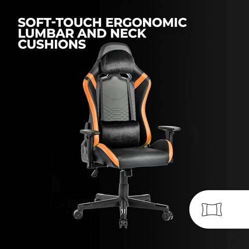 MGC-PRO, Sedia Gaming Professionale, Finitura Pelle PU, Braccioli 2D e Schienale Reclinabile 135°, Cuscini Lombari e Cervicali Soft-Touch, Ruote XL e Molla Gas Classe 4, Arancio - Sedia gaming - Immagine 4