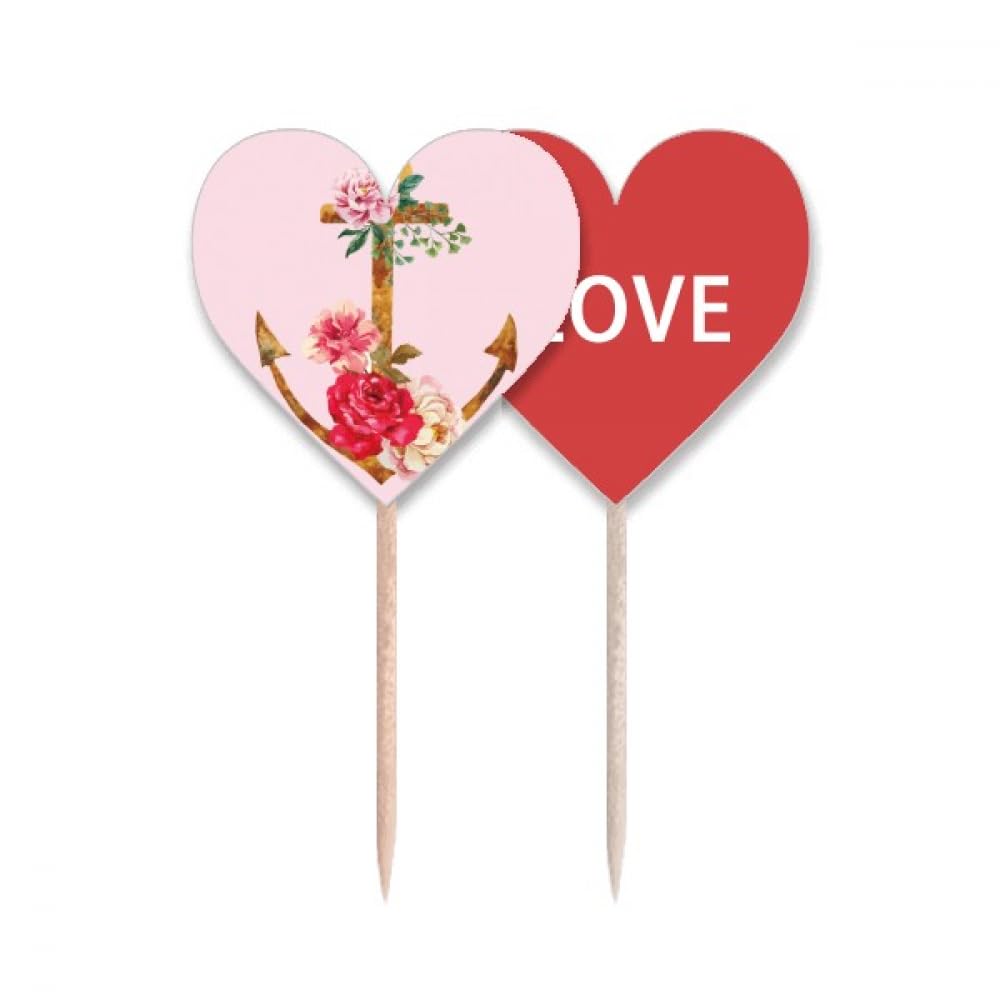 Ancre fleur cure-dents drapeau pour identifier vos pièces montées et cupcakes avec amour