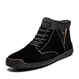 Minetom Herren Warm Gefüttert Winterschuhe Trekking Wanderschuhe Schneestiefel Schnürstiefel rutschfeste Stiefel Outdoor Hohe Sneaker A Schwarz 43 EU