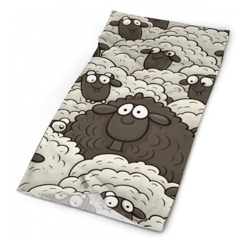 Cartoon Black White Sheep Neck Gaiter Warmer Face Cover Scarf Fashion Windproof Face Cover Winter Balaclava Sun Cooling Scarf Gator Cover Reusable Bandana Scarf for Men Women