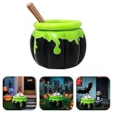 Witch Cauldron Inflatable Cooler, Halloween Decoration Inflatable Ice Bucket,Summer Fall Black Cauldron Ice Bucket for Luau Swimming Pool Halloween Party Prop (1pc)