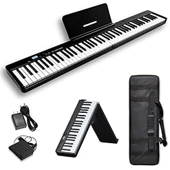 KEMNGO Piano numérique Pliable à 88 Touches avec Clavier numérique Semi-Lourd avec Support for partitions, pédale de… - Les Beatles, Paul McCartney, John Lennon, RIngo Starr, George Harrison