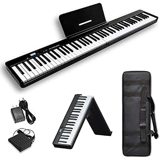 KEMNGO Piano numérique Pliable à 88 Touches avec Clavier numérique Semi-Lourd avec Support for partitions, pédale de… - Les Beatles, Paul McCartney, John Lennon, RIngo Starr, George Harrison