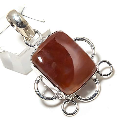 GenericCherry Quartz Gemstone Handmade Ethnic Style Silver Plated Jewelry Pendant 1.58"