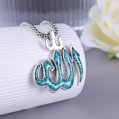 Image of Allah Necklace for Men - 925 Sterling Silver Islamic Necklace, Muslim Faith Pendant