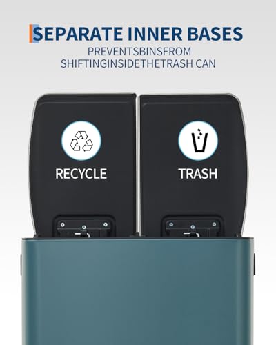 Bote de basura con pedal y doble compartimento 60L azul miniatura 5