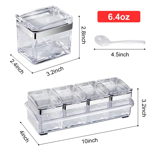 Aogist B07XNX6QG2_CA NARF Kitchen Spice Pots 4 Pieces Clear Seasoning Box thumb #1