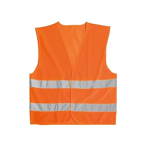 PAIF Gilet di Sicurezza Alta visibilità Arancione con Bande Rifrangenti – Certificato EN ISO20471:2013+A1:2016 – Taglia Unica 65x65 cm – Poliestere Leggero e Resistente (2, Arancione)