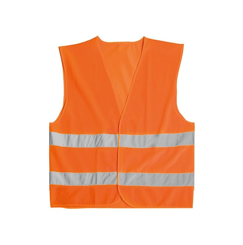 PAIF Gilet di Sicurezza Alta visibilità Arancione con Bande Rifrangenti – Certificato EN ISO20471:2013+A1:2016 – Taglia Unica 65x65 cm – Poliestere Leggero e Resistente (1, Arancione)
