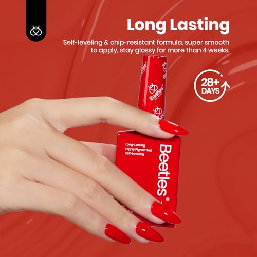Image of Beetles Red Gel Nail Polish Set, HEMA-Free 6 Colors Purple Burgundy UV | Fiery Passion includes 6 red and purple gel colors for DIY salon manicures; soak off and cure with a UV /LED lamp.