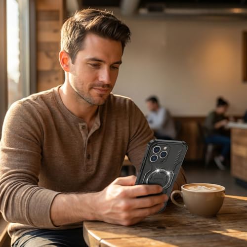 Image of ShieldTech Back Cover Case for Apple iPhone 16 Pro Max | 360 Protection Mobile Phone Case Mag-Safe | Camera Protection | i Phone 16 Pro Max Back Cover | iPhone 16 Pro Max - Black TPU+PC