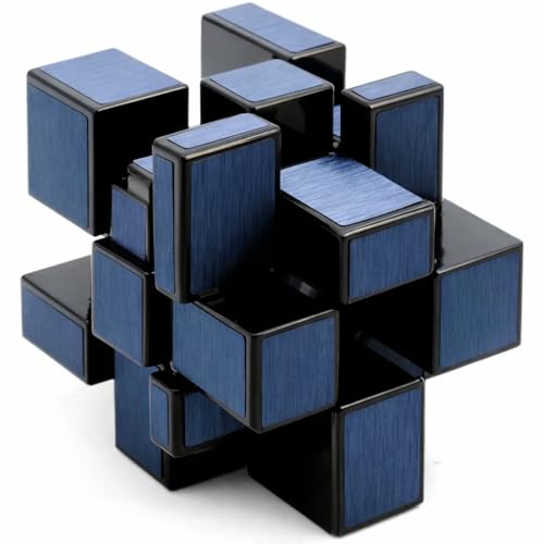 Image of Hawkister QiYi 3x3 Mirror S Speed Cube | Blue Brushed Metallic Stickers | Professional Shape-Shifting 3x3x3 Logic Puzzle, Lightweight 76g Design with Smooth Fast Turning for Beginners & Expert Solvers