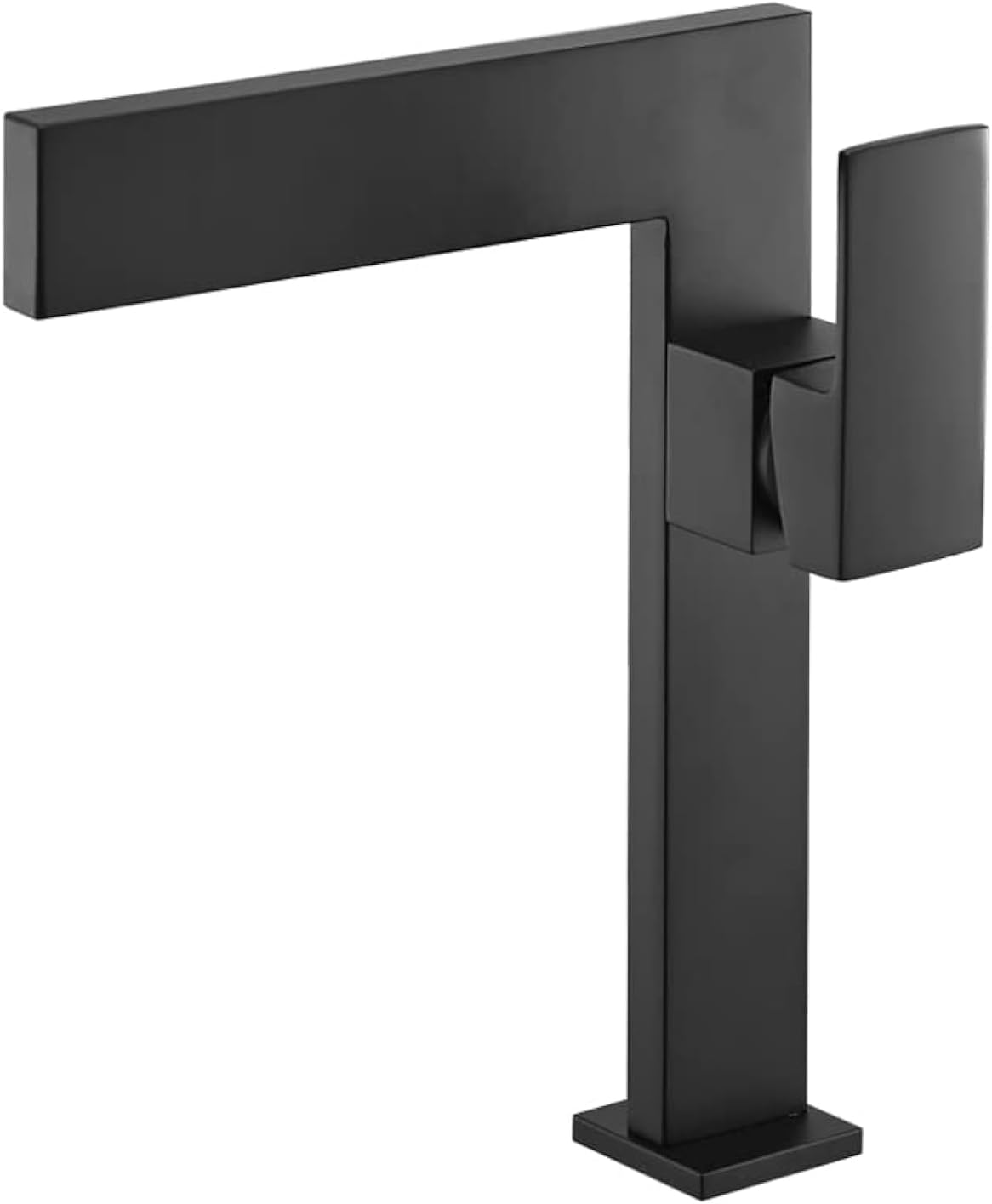 KunMai Matte Black Ultra-Thin Bathroom Vessel Sink Faucet, Single Handle Waterfall Bathroom Faucets, Solid Brass 1-Hole Lavatory Vanity Sink Faucets Taps for Washstands