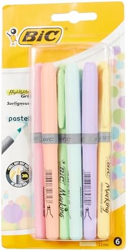 Bic Highliter Grip 992561 Zakreślacz, Wielokolorowy, 6 sztuk