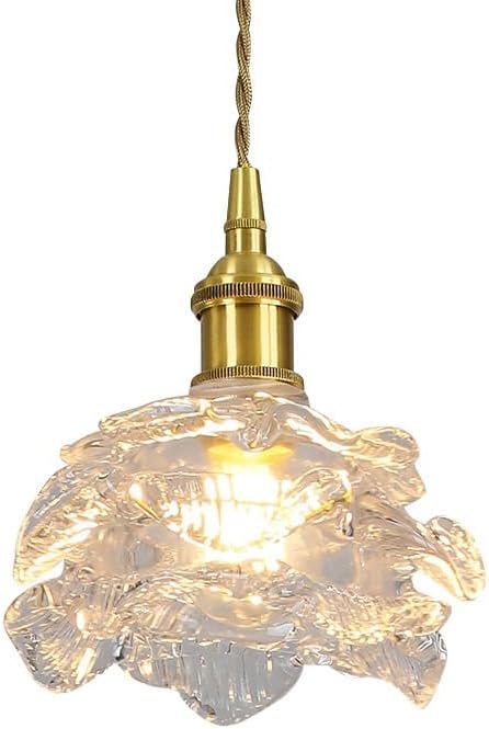 Miniatura 1 de Mid Century Mini Pendant Light Gold Full Copper Hanging Lamp with 5.9 Glass Shade Nordic Retro Single Head Flower Shape Pendant Lamp for Living Room